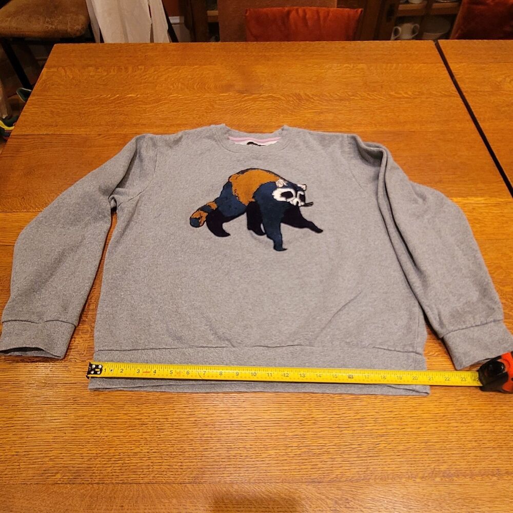 Bonobos Slim Fit Heather Grey Raccoon Chenille Patch Graphic Sweatshirt Mens L - Picture 6 of 9